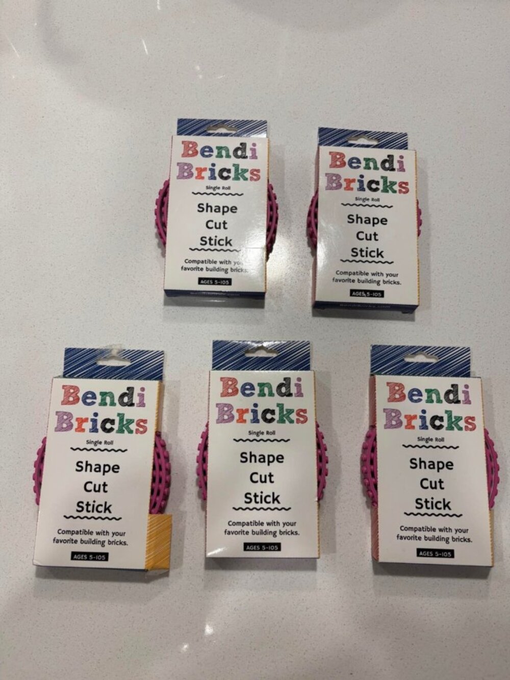Bendi Bricks 5 Roll Lot (Compatible with LEGO bricks!) PINK - Shape, Cut, Stick